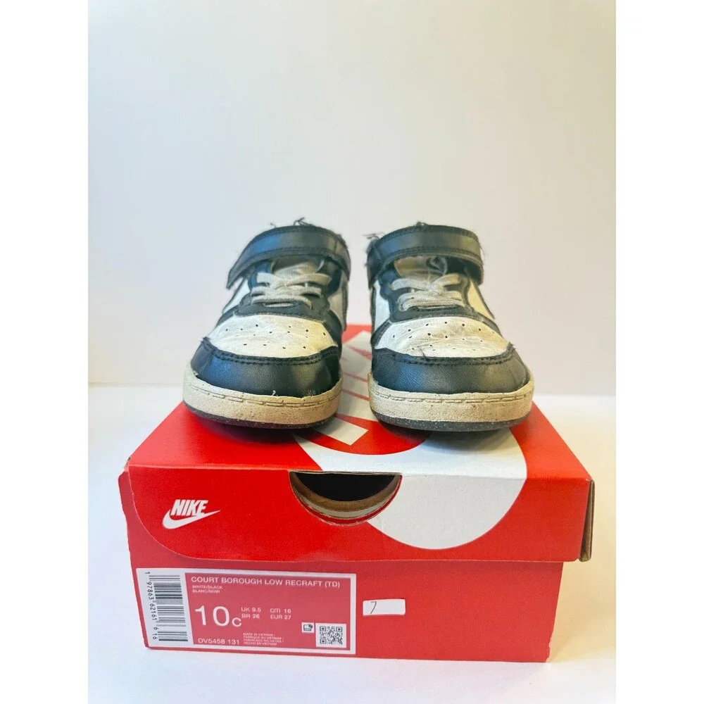 Nike Baby/Toddler Court Borough Low Recraft Shoes, White/Black, 10C